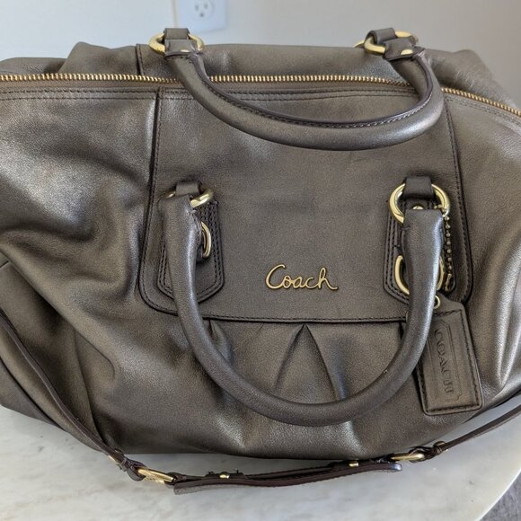 Coach taupe leather satchel - Picture 1 of 3